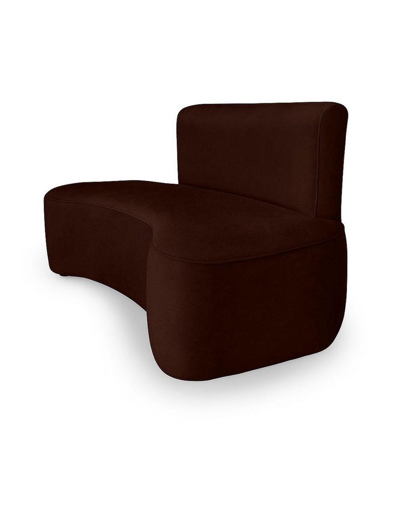 Sofá Feijão Orgânico Curvo 3 Lugar Suede Sala Contemporânea Cor:marrom