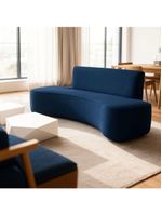 Sofá Feijão Orgânico Curvo 3 Lugar Suede Sala Contemporânea Cor:azul Marinho