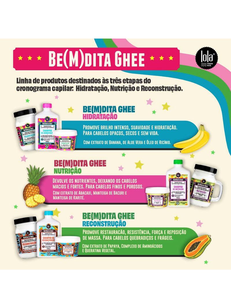 Lola cosmetics be(m)dita ghee kit 350g - hidratação + nutrição + reconstrução