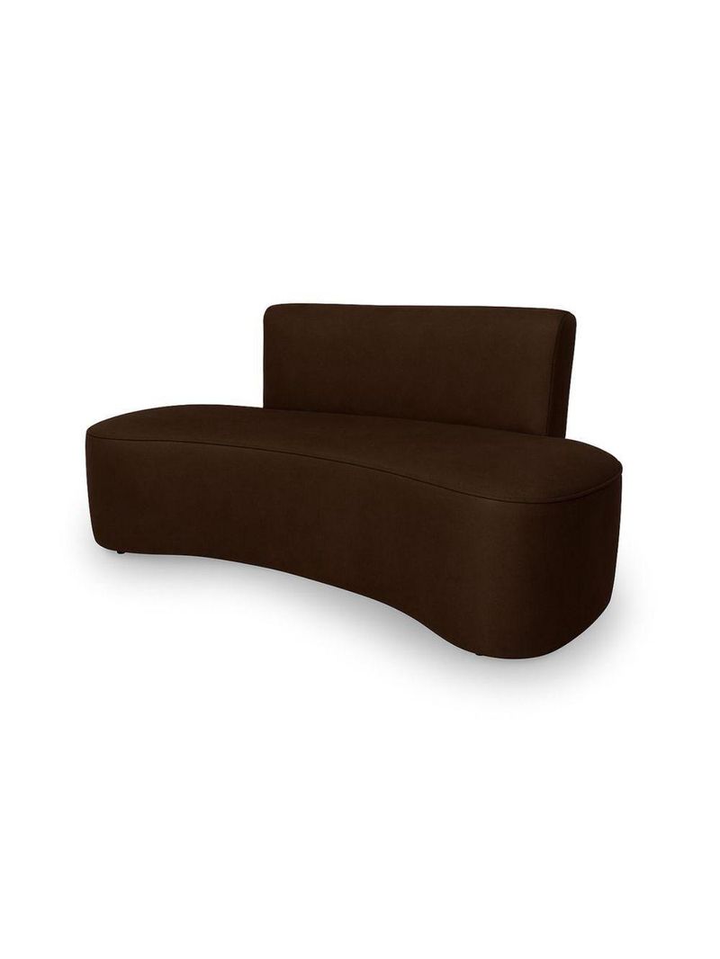 Sofá Curvo Design Orgânico Luxo Sala Contemporânea Suede Cor:marrom