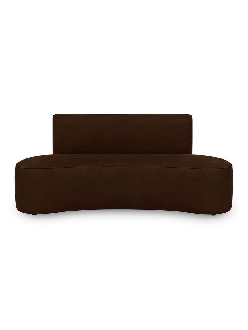 Sofá Curvo Design Orgânico Luxo Sala Contemporânea Suede Cor:marrom