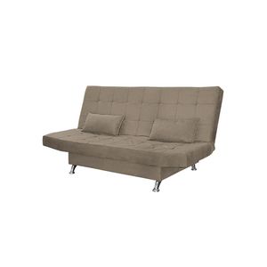 Sofá Cama Casal Com Almofadas Bettina Suede Cappuccino