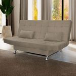 Sofá Cama Casal Com Almofadas Bettina Suede Cappuccino
