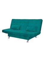 Sofá Cama Casal Com Almofadas Rivera Suede Azul Turquesa