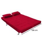 Sofá Cama Casal Com Almofadas Rivera Suede Vermelho