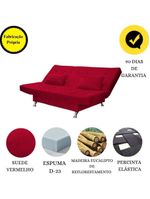 Sofá Cama Casal Com Almofadas Rivera Suede Vermelho