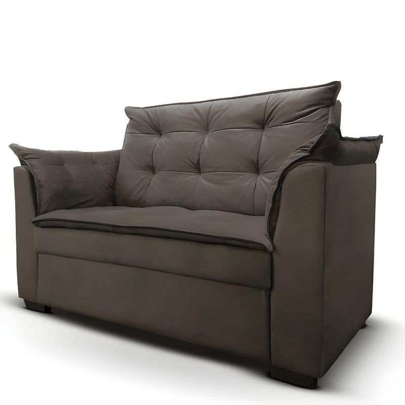 Sofá 2 Lugares Para Sala Moderno Confortável Elegance Suede marrom