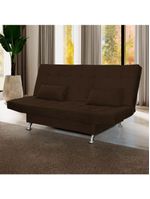 Sofá Cama Casal Com Almofadas Rivera Suede Marrom Escuro