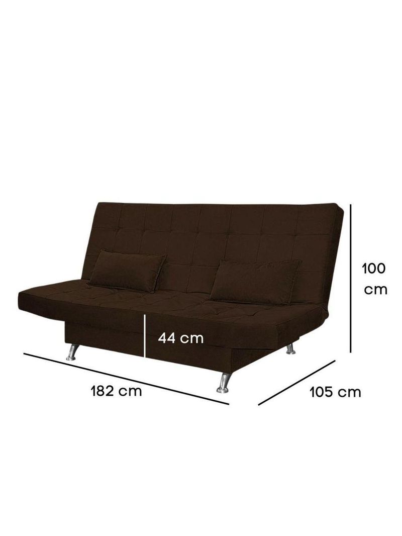 Sofá Cama Casal Com Almofadas Rivera Suede Marrom Escuro