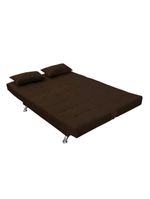 Sofá Cama Casal Com Almofadas Rivera Suede Marrom Escuro