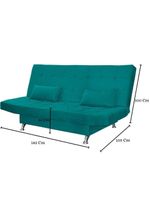 Sofá Cama Casal Com Almofadas Bettina Suede Azul Turquesa