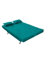 Sofá Cama Casal Com Almofadas Bettina Suede Azul Turquesa