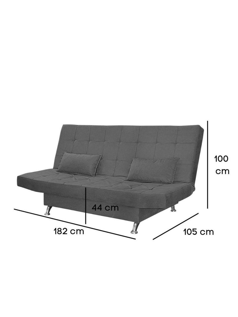 Sofá Cama Casal Com Almofadas Rivera Suede Cinza