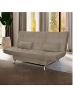 Sofá Cama Casal Com Almofadas Rivera Suede Cappuccino
