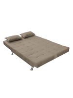 Sofá Cama Casal Com Almofadas Rivera Suede Cappuccino