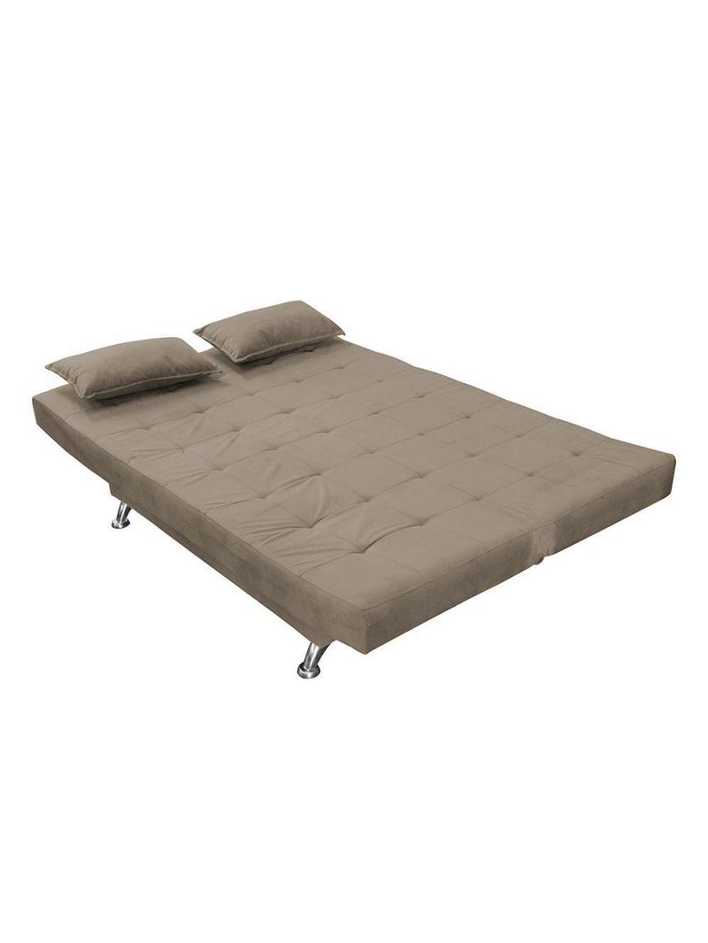 Sofá Cama Casal Com Almofadas Rivera Suede Cappuccino