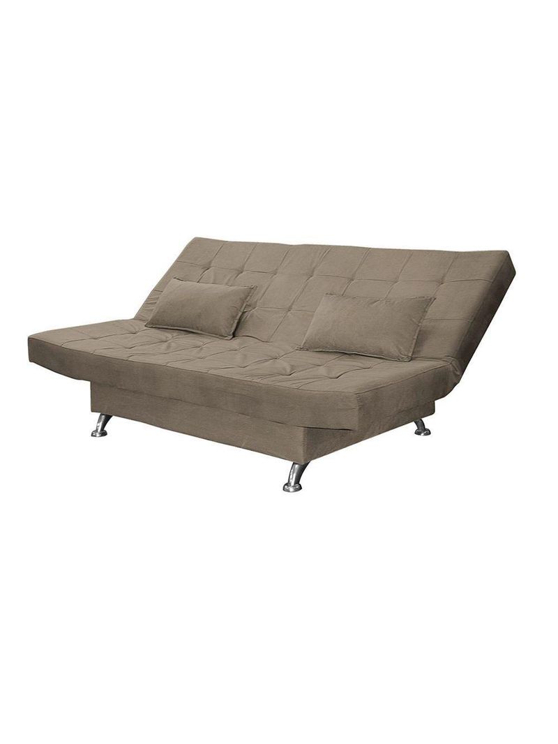 Sofá Cama Casal Com Almofadas Rivera Suede Cappuccino