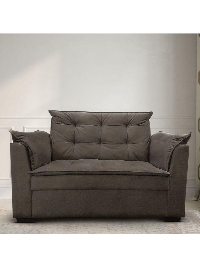 Sofá 2 Lugares Para Sala Moderno Confortável ágata Suede marrom
