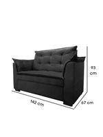 Sofá 2 Lugares Para Sala Moderno Confortável ágata Suede preto