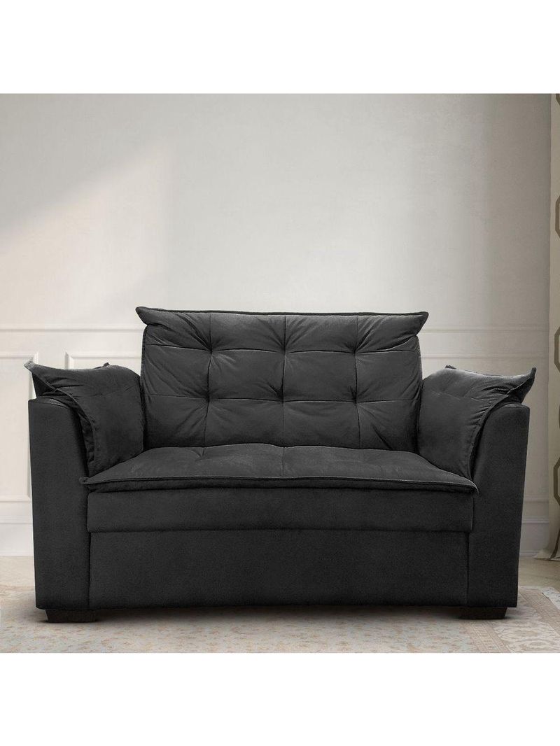Sofá 2 Lugares Para Sala Moderno Confortável ágata Suede preto