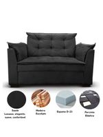 Sofá 2 Lugares Para Sala Moderno Confortável ágata Suede preto