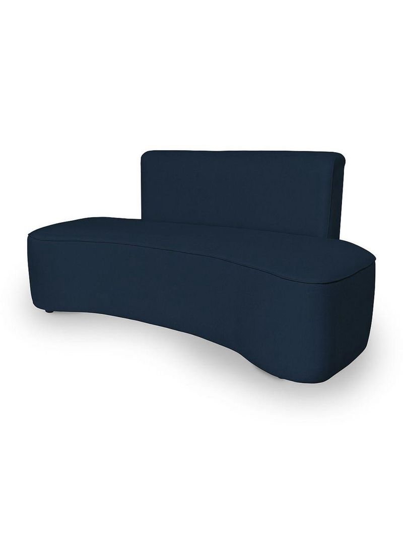 Sofá Curvo Design Orgânico Luxo Sala Contemporânea Suede Cor:azul Marinho