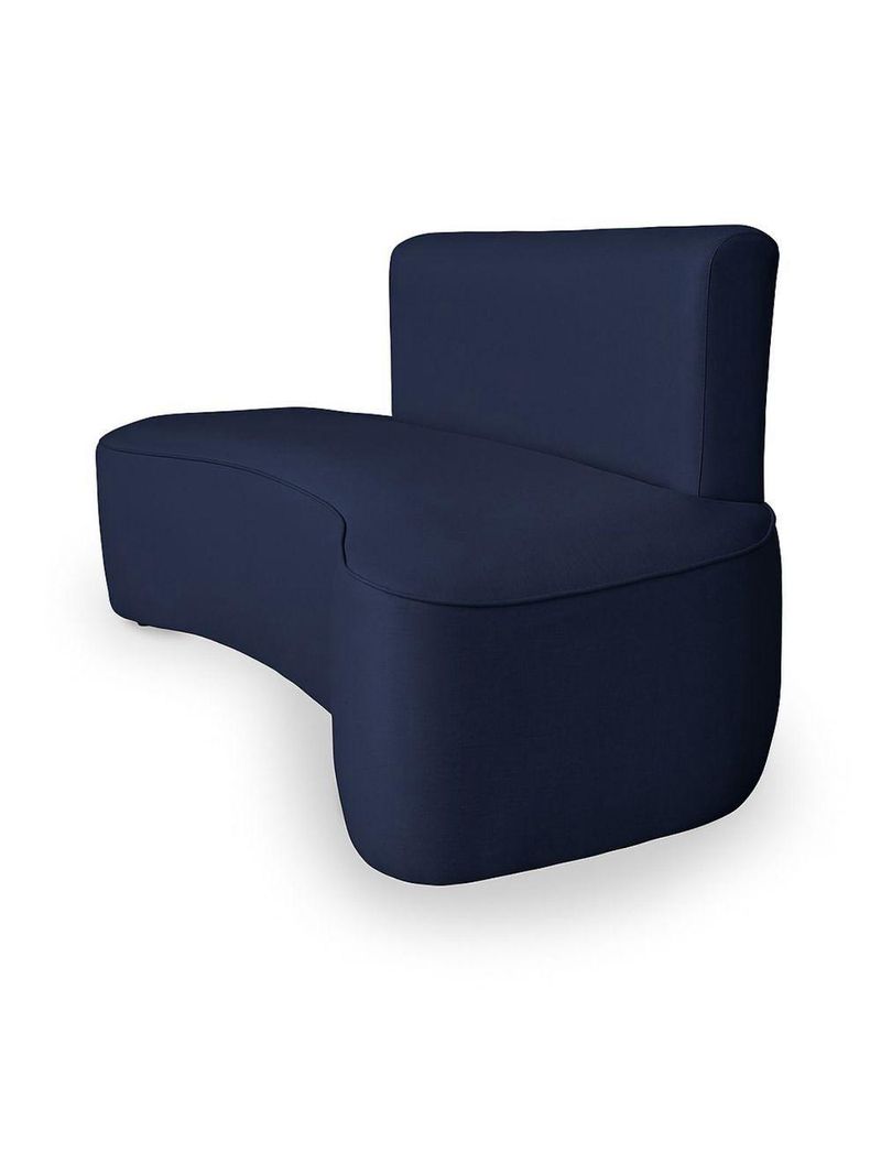 Sofá Curvo Design Orgânico Luxo Sala Contemporânea Suede Cor:azul Marinho