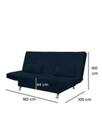 Sofá Cama Casal Com Almofadas Rivera Suede Azul Marinho