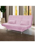 Sofá Cama Casal Com Almofadas 3 Lugares Bettina Suede Rosê