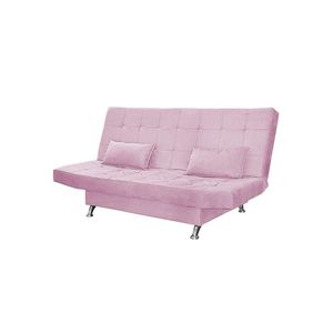 Sofá Cama Casal Com Almofadas 3 Lugares Bettina Suede Rosê