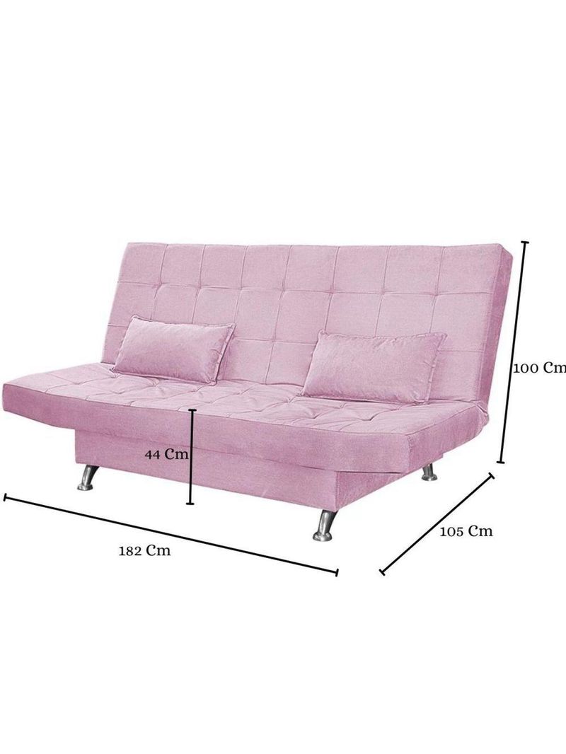 Sofá Cama Casal Com Almofadas 3 Lugares Bettina Suede Rosê