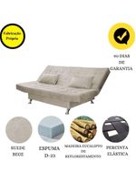 Sofá Cama Casal Com Almofadas 3 Lugares Rivera Suede Bege