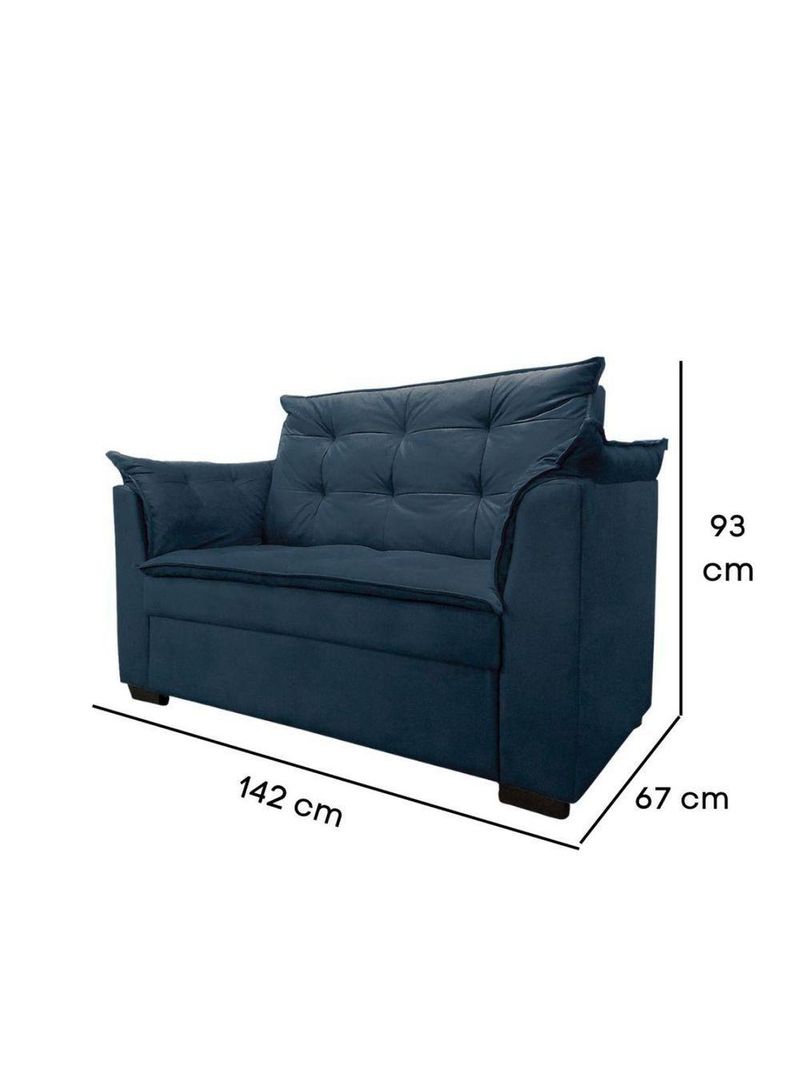 Sofá 2 Lugares Para Sala Moderno Confortável Elegance Suede azul Marinho