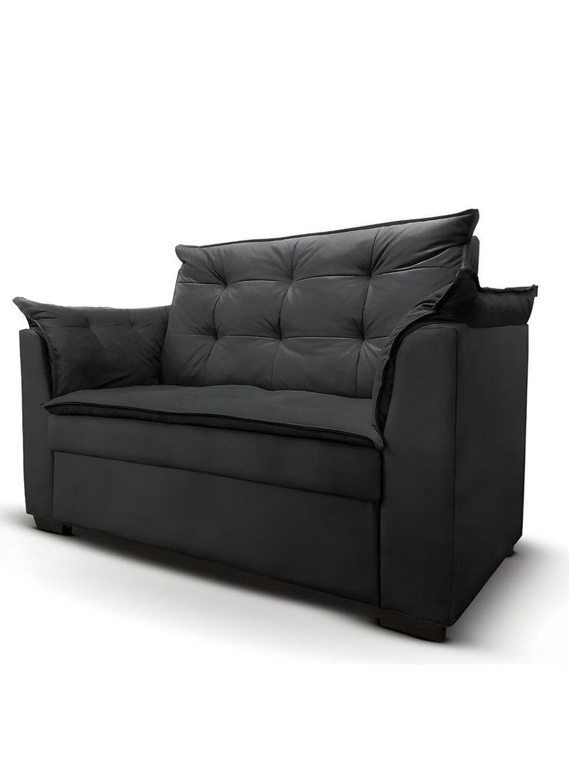 Sofá 2 Lugares Para Sala Moderno Confortável Elegance Suede preto