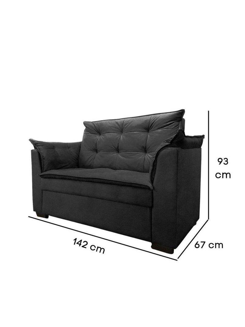 Sofá 2 Lugares Para Sala Moderno Confortável Elegance Suede preto
