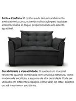 Sofá 2 Lugares Para Sala Moderno Confortável Elegance Suede preto