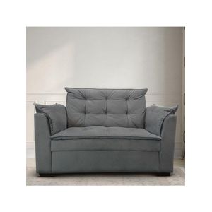 Sofá 2 Lugares Para Sala Moderno Confortável ágata Suede cinza