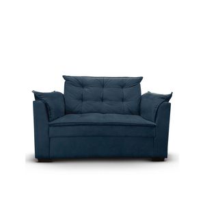 Sofá 2 Lugares Para Sala Moderno Confortável Alicia Suede azul Marinho