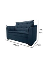 Sofá 2 Lugares Para Sala Moderno Confortável Alicia Suede azul Marinho