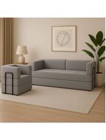 Kit Sofá E Poltrona Na Caixa Modular Vitória Para A Sala Cinza