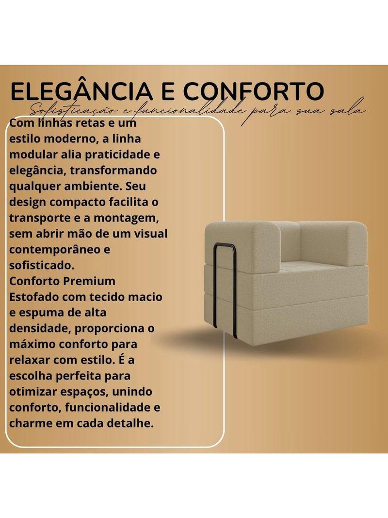 Kit Sofá E Poltrona Na Caixa Modular Vitória Para A Sala Cinza