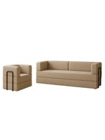 Kit Sofá E Poltrona Na Caixa Modular Jade Para A Sala Bege