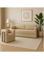 Kit Sofá E Poltrona Na Caixa Modular Jade Para A Sala Bege