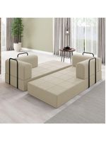 Kit Sofá E Poltrona Na Caixa Modular Jade Para A Sala Bege