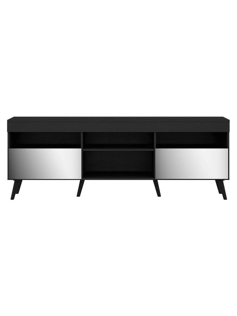 Rack Retrô Com Espelho Para Até 65´´ Com 2 Portas Preto