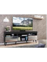 Rack Retrô Com Espelho Para Até 65´´ Com 2 Portas Preto