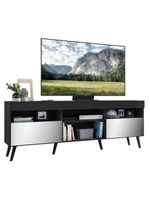 Rack Retrô Com Espelho Para Até 65´´ Com 2 Portas Preto