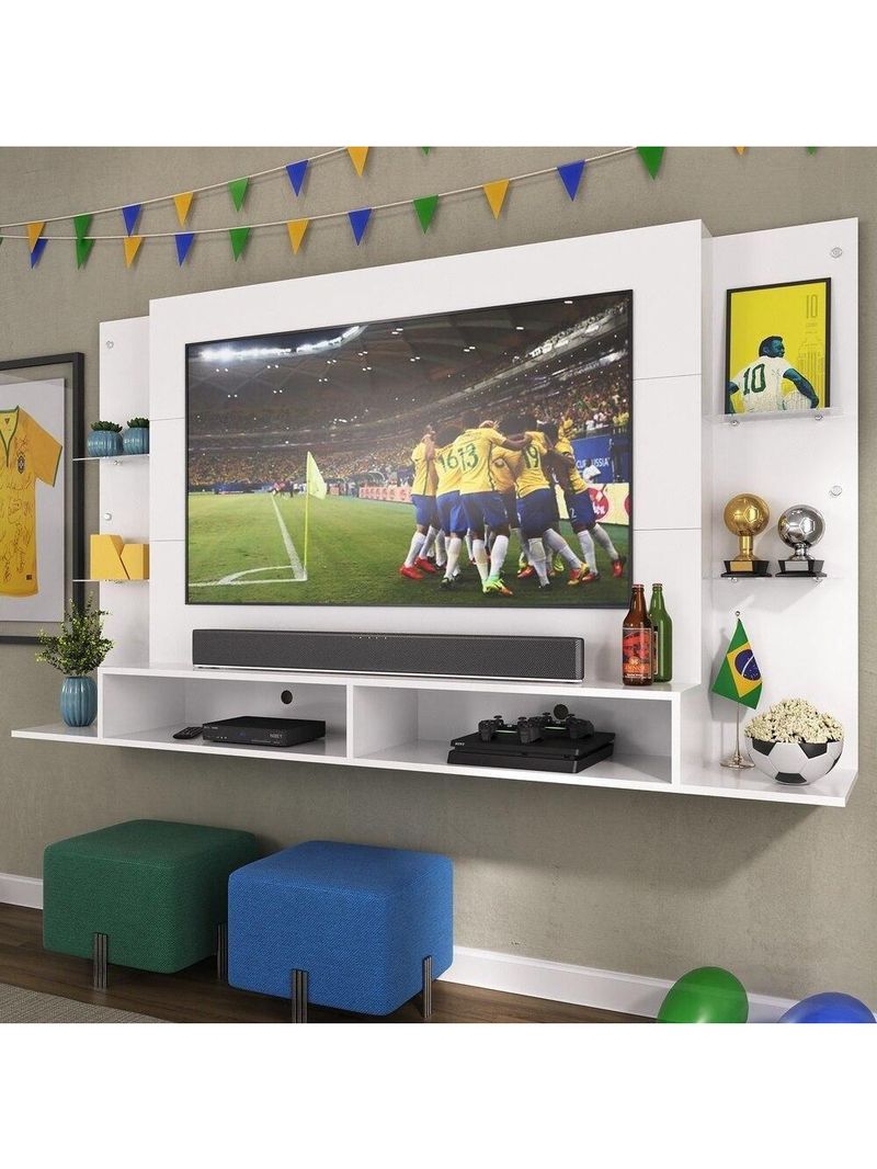 Painel 60" Prateleiras De Vidro Br3071 Branco