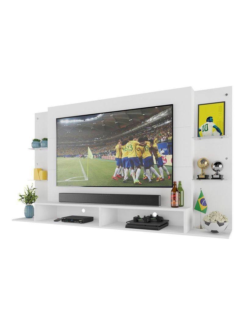 Painel 60" Prateleiras De Vidro Br3071 Branco