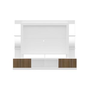 Estante Tv 65" Prateleiras C/ Espelho Oslo Multimóveis V3393 Branca/Madeirada Branco/Madeirado